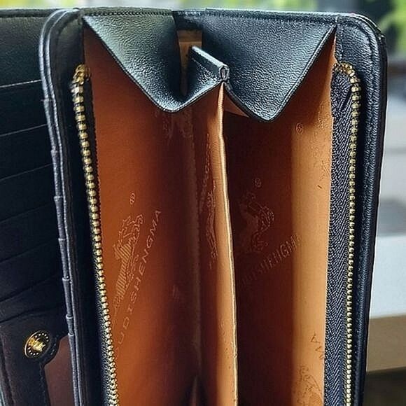 BNIB Oudishengma black leather clutch wallet - Picture 10 of 16